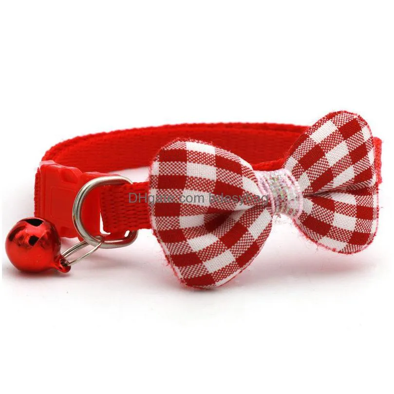 dog collars with bowknot and bells 6 colors puppy kitten adjustable collar party wedding pets accessory