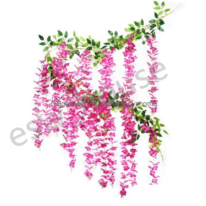 1.8m artificial wisteria flowers 7 colors wall hanging diy rattan centerpiece xmas party wedding decoration backdrop