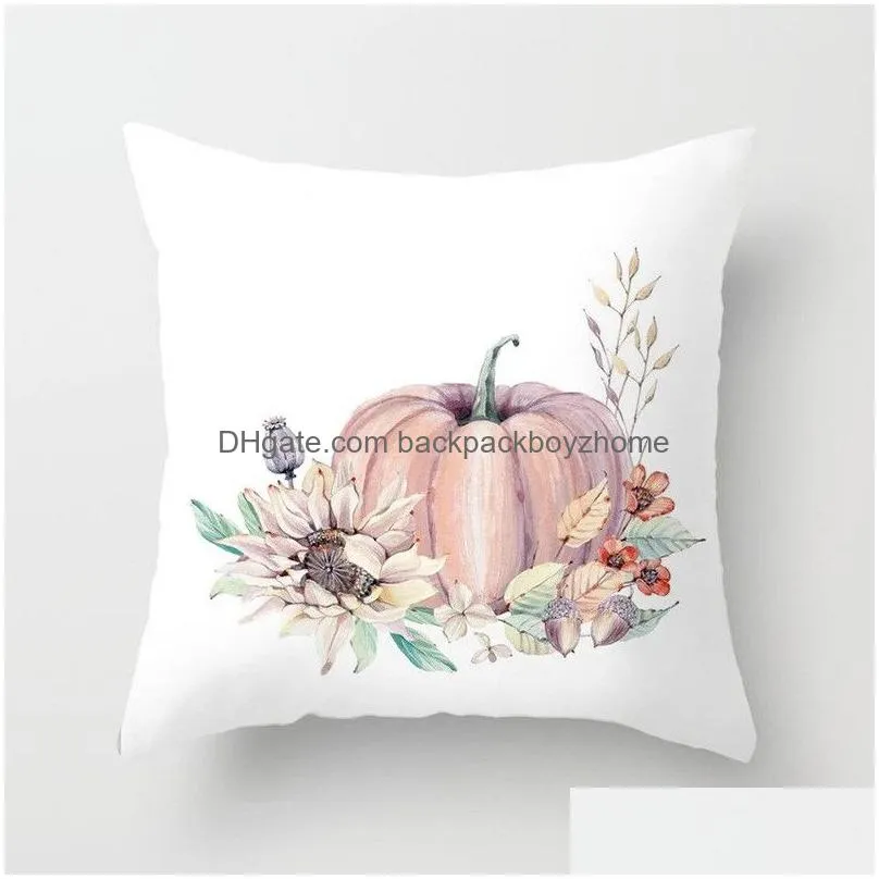 thanksgiving pillow case farmhouse fall throw pillowcovers autumn harvest halloween pumpkin printed pillow cushion