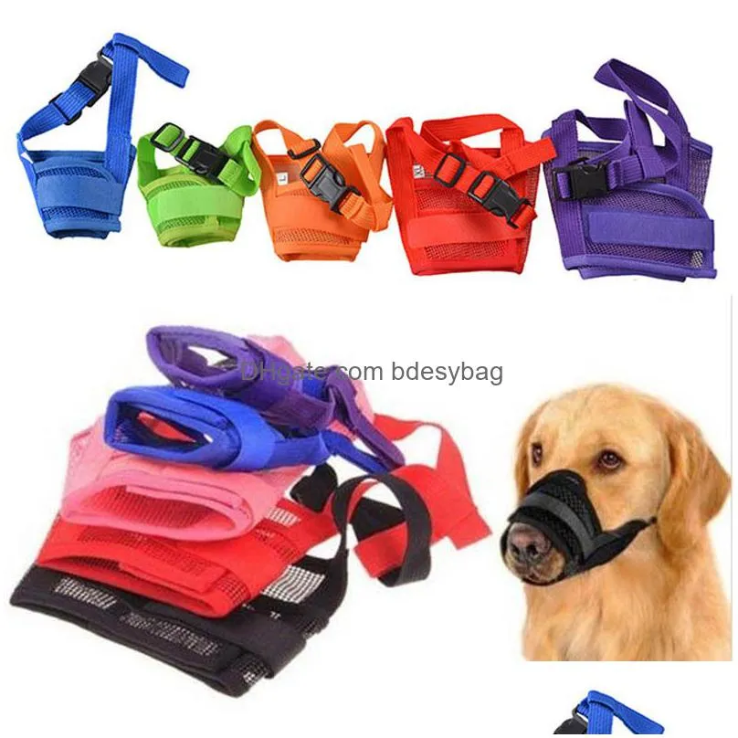 soft dog muzzles s2xl size air mesh breathable drinkable and adjustable loop dogs muzzles to prevent biting barking training supply