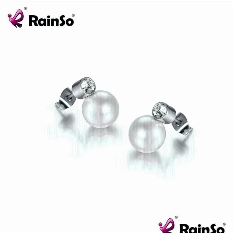 rainso simple stainless steel magnetic round stud earrings for women fashion pushback lady party jewelry gift