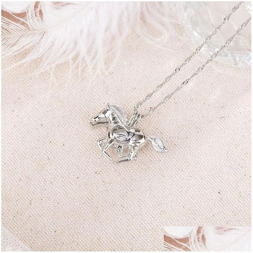 design creative horse luminous alloy pendant necklace silver water waves chain hollow necklaces women simple casual jewelry chains