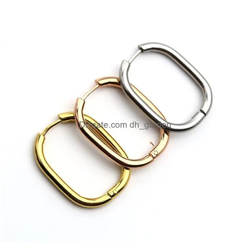 fashion punk u stainless steel hoop earrings prevent allergy geometric gold oval hoop earrings for men women