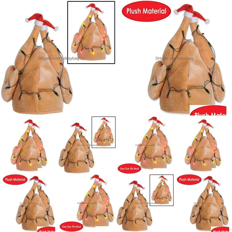 thanksgiving party turkey hats plush lighted turkey leg head carnival decorations for adult