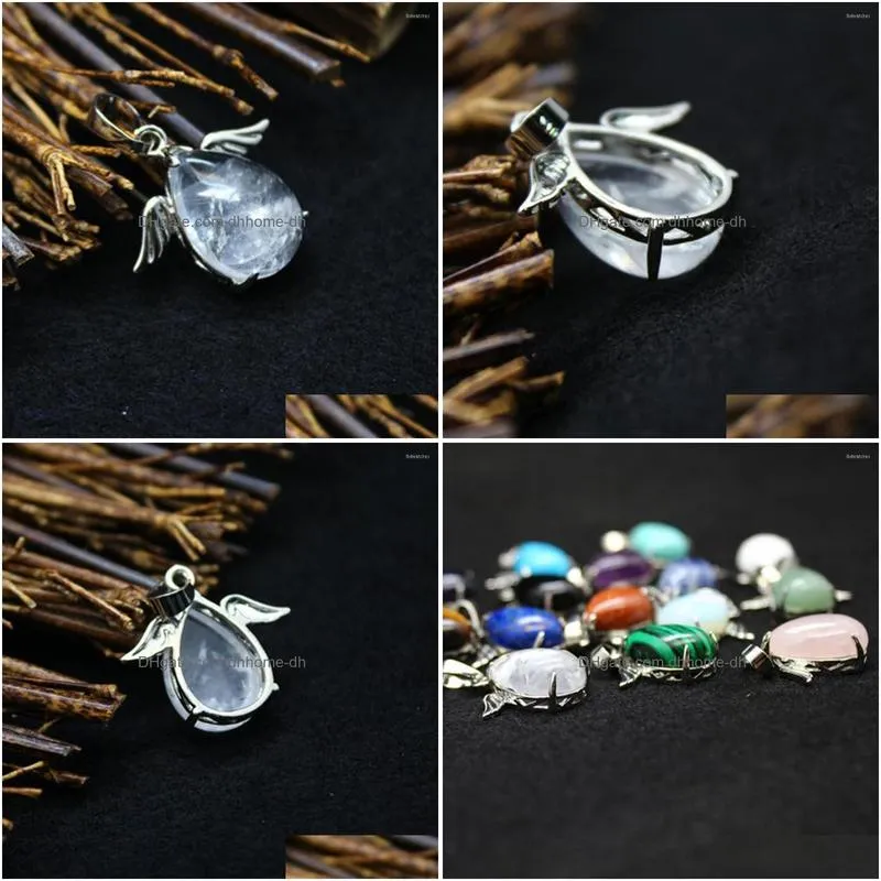 pendant necklaces 6pcs natural stone necklace pendants reiki healing chakra energy pendulum druzy quartz jewelry making for wholesales