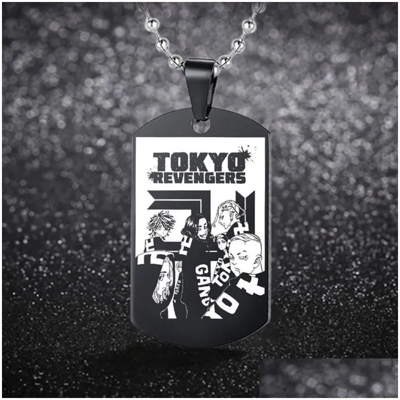 pendant necklaces anime tokyo revengers peripheral stainless steel necklace cartoon character accessoriespendant