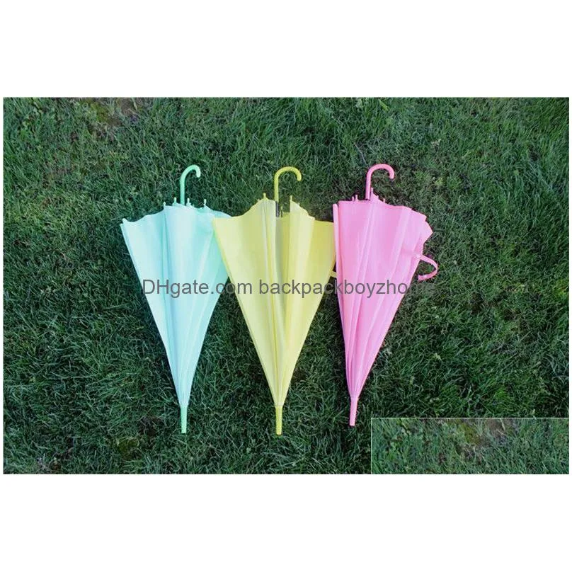 candy color umbrella long handle frosted umbrella pvc automatic 8 bone pvc umbrellas pink green yellow solid color umbrellas