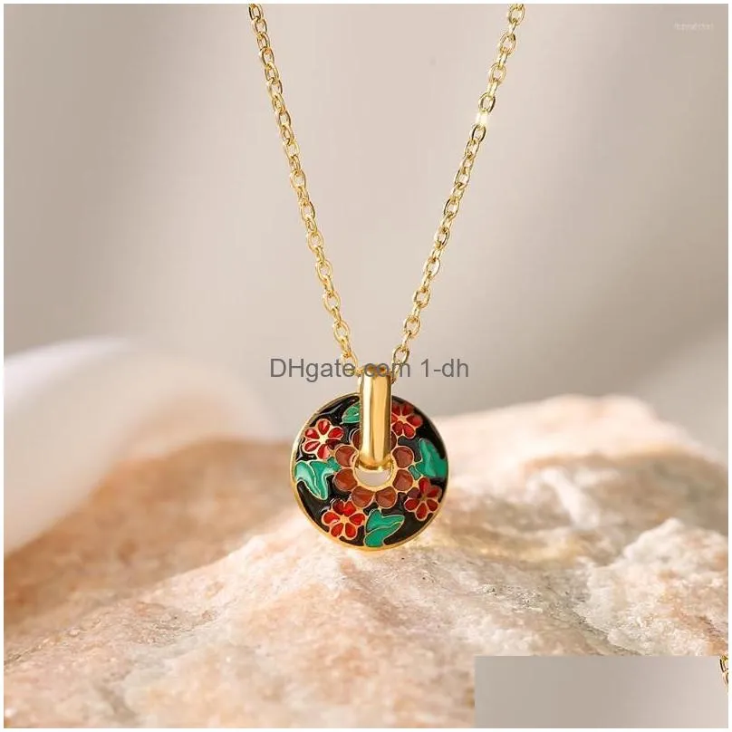pendant necklaces mafisar 316l stainless steel bohemian style enamel drop oil necklace for women trendy personality design wedding