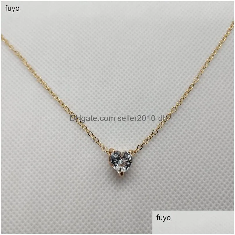 pendant necklaces crystal heart necklace pendants for women short gold color chain choker chocker neck