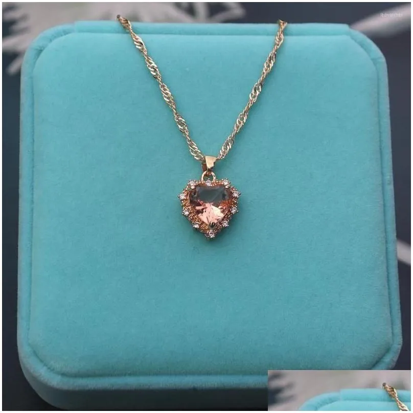 pendant necklaces trendy fine crystal heart necklace korean style love clavicle chain for women zircon wedding christmas gift