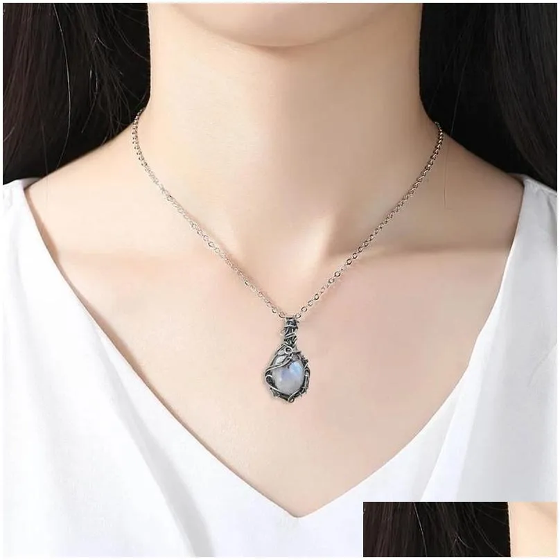 pendant necklaces vintage moonstone necklace high quality brand designed women lady girls jewelry wedding birthday gift