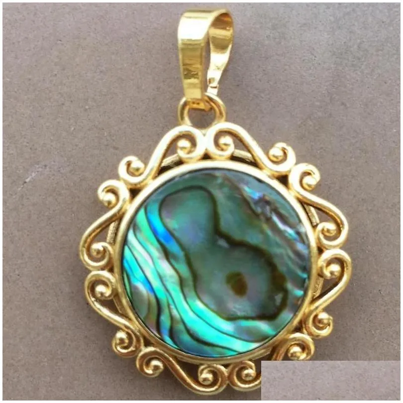 pendant necklaces aventurine shell lapis lazuli tiger eye crystal goldstone howlite opal round bead 1pcs wfh747