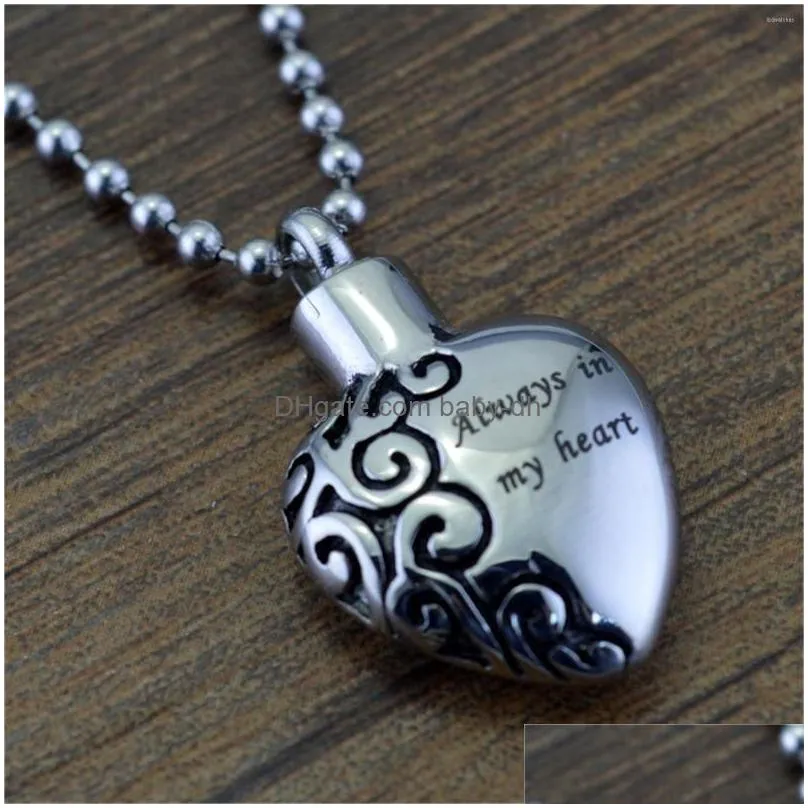 pendant necklaces urns for ashes cremation jewellry stainless steel always in my heart memorial openable bottle necklace men women