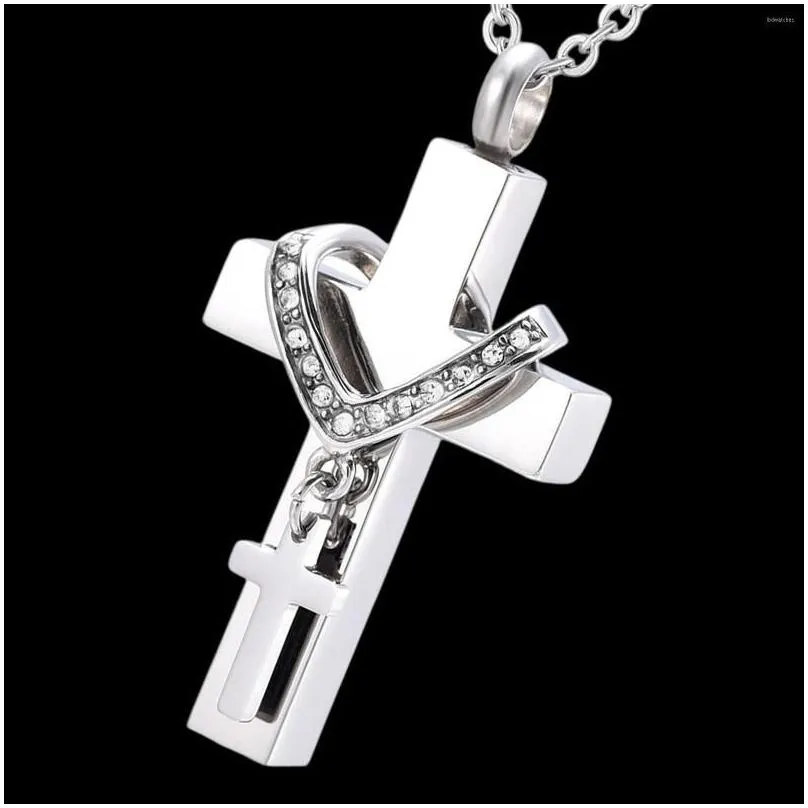 pendant necklaces double cross cremation jewelry steel classic urn ashes necklace for hair birthday thanksgiving anniversaries