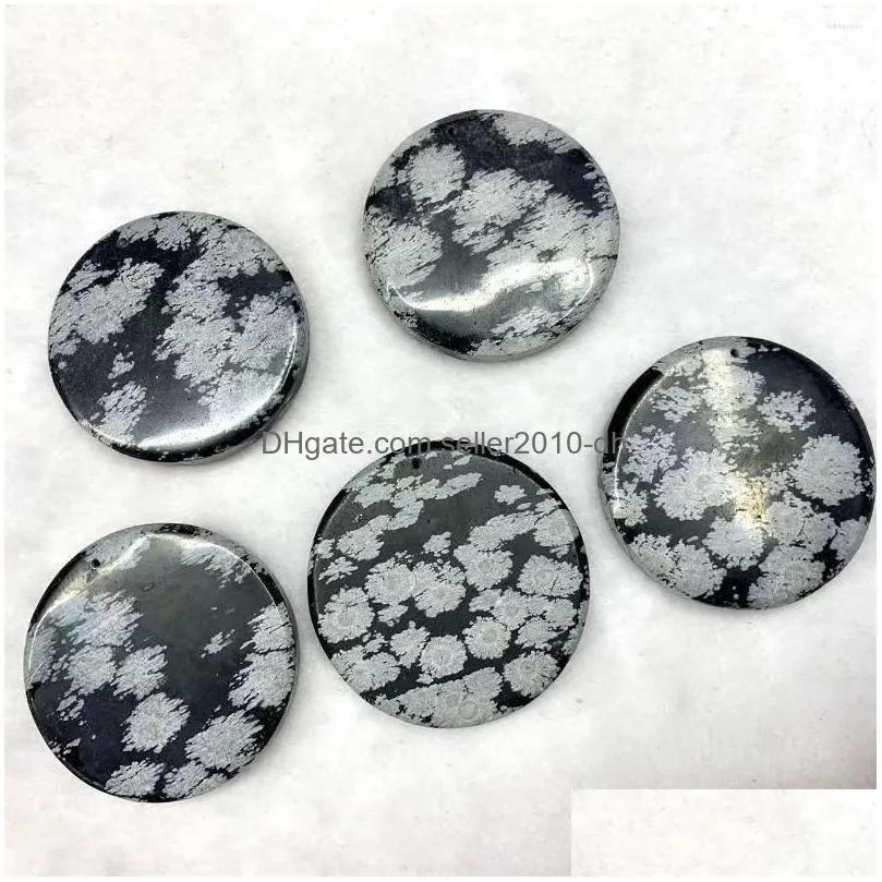 pendant necklaces snowflake obsidian stone natural gemstone jewelry necklace for women men gift wholesale 