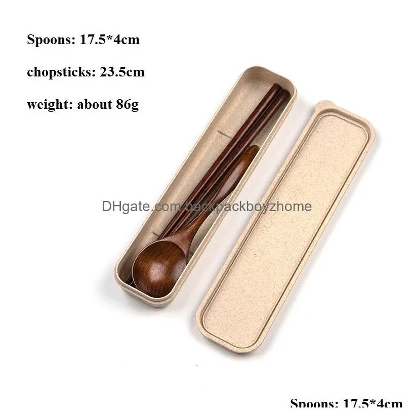 wooden chopsticks spoons knife set portable dinnerware set with packing box for travel camping