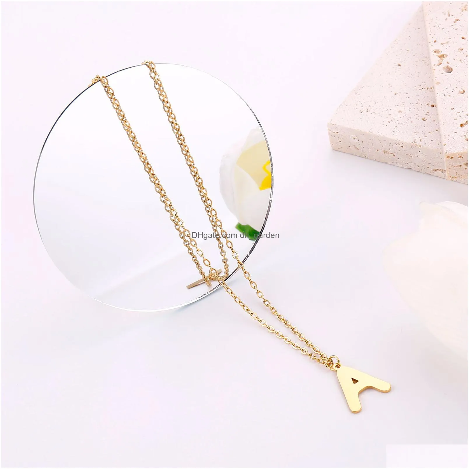 simple 26 letters initial necklace pendant stainless steel gold plated alphabet name necklaces collier friends familyjewelry