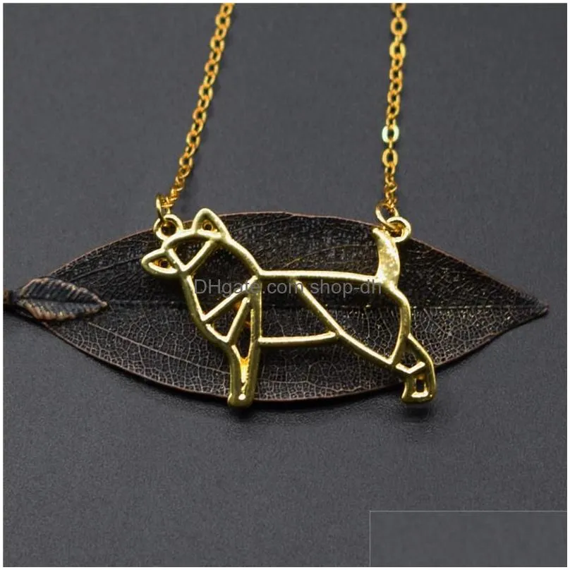 pendant necklaces colors origami chihuahua necklace geometric jewellery women pet dog jewellerypendant