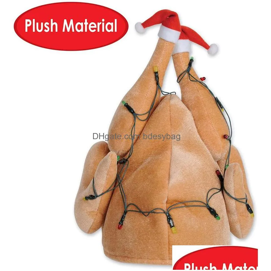 thanksgiving party turkey hats plush lighted turkey leg head carnival decorations for adult