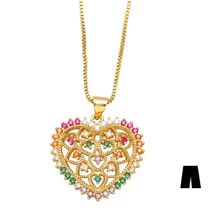 pendant necklaces flola multicolor crystal big heart for women cz green tree of life necklace gold plated romantic jewelry gifts