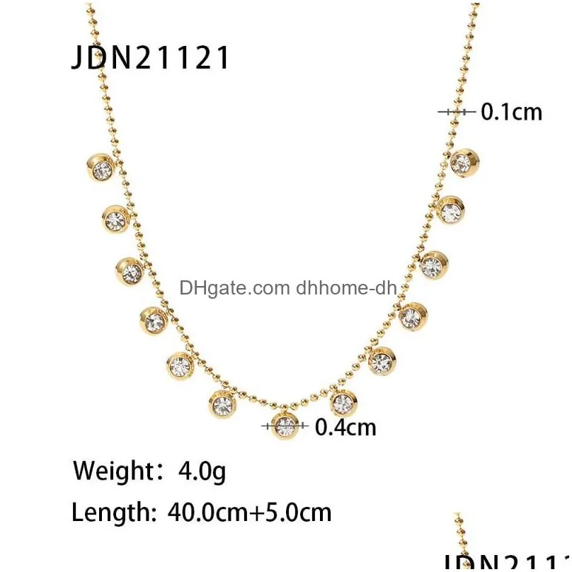 pendant necklaces uworld 18k gold plated clear zircon charms choker stainless steel bead chain round zircons necklace bracelet bijoux