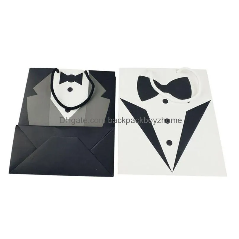 paper tuxedo bag wedding groomsmen tuxedo gift favor bag father lover gentlemen gift package tote bag