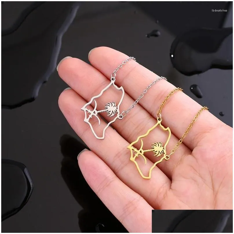 pendant necklaces cross the middle east stainless steel saudi arabia map necklace