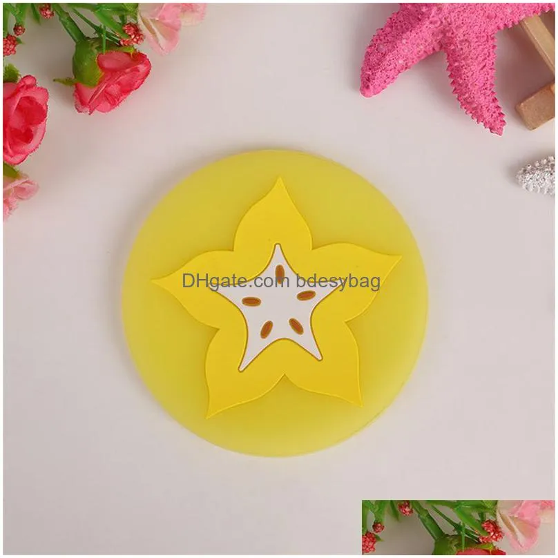 fruit shaped coasters mats high temperature resistance pvc table coffee heatinsulated tea cups pads
