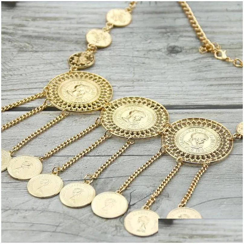 pendant necklaces neovisson turkish round flower shape coin chain gold plated women necklace arabic wedding jewelry ethnic