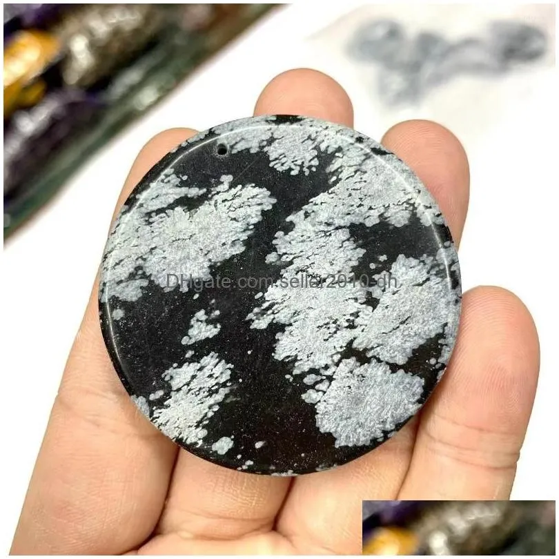 pendant necklaces snowflake obsidian stone natural gemstone jewelry necklace for women men gift wholesale 