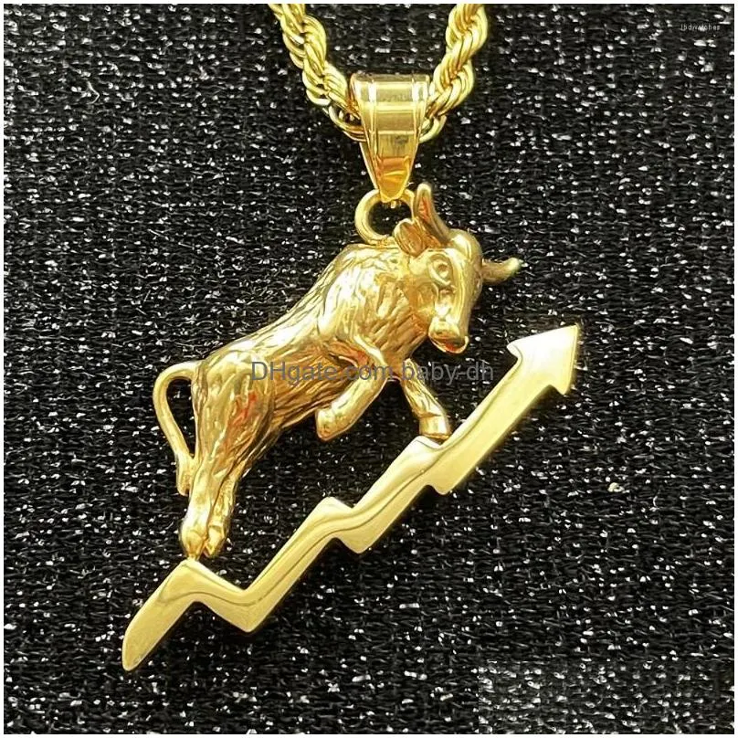 pendant necklaces bull head punk animal horn mens gold color market necklace high quality jewelry gift