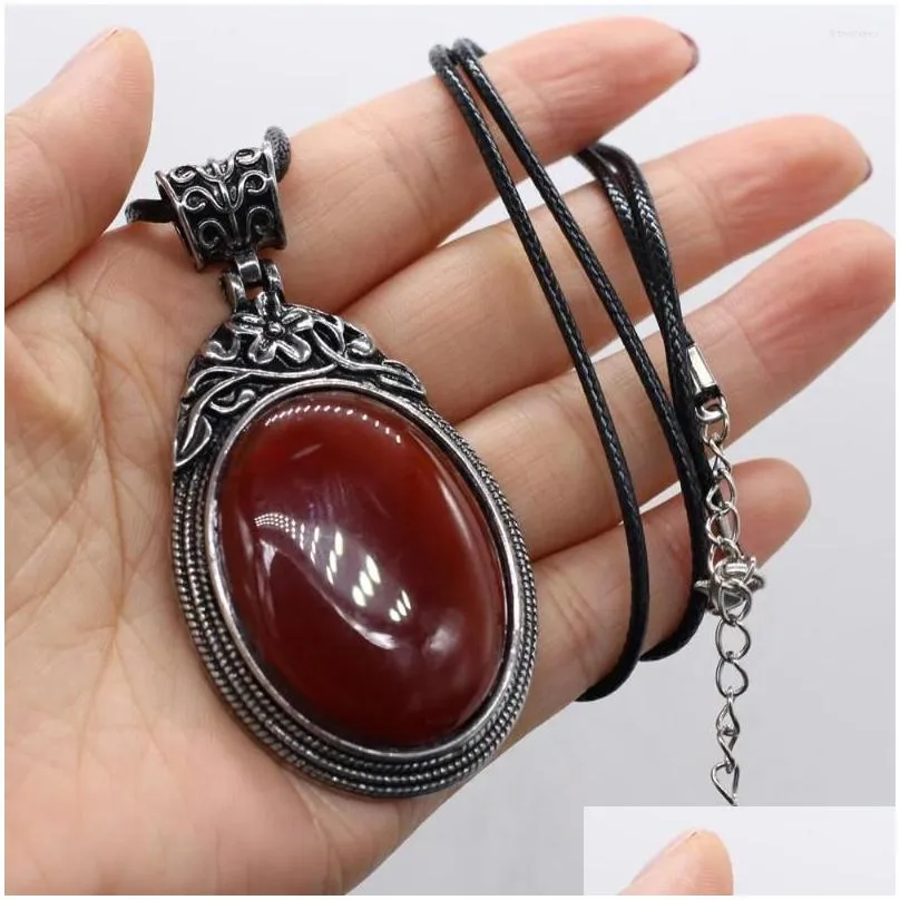 pendant necklaces natural stone agates crystal quartzs shell tiger eye lapis lazuli necklace women jewelry gift size 40x60mm length