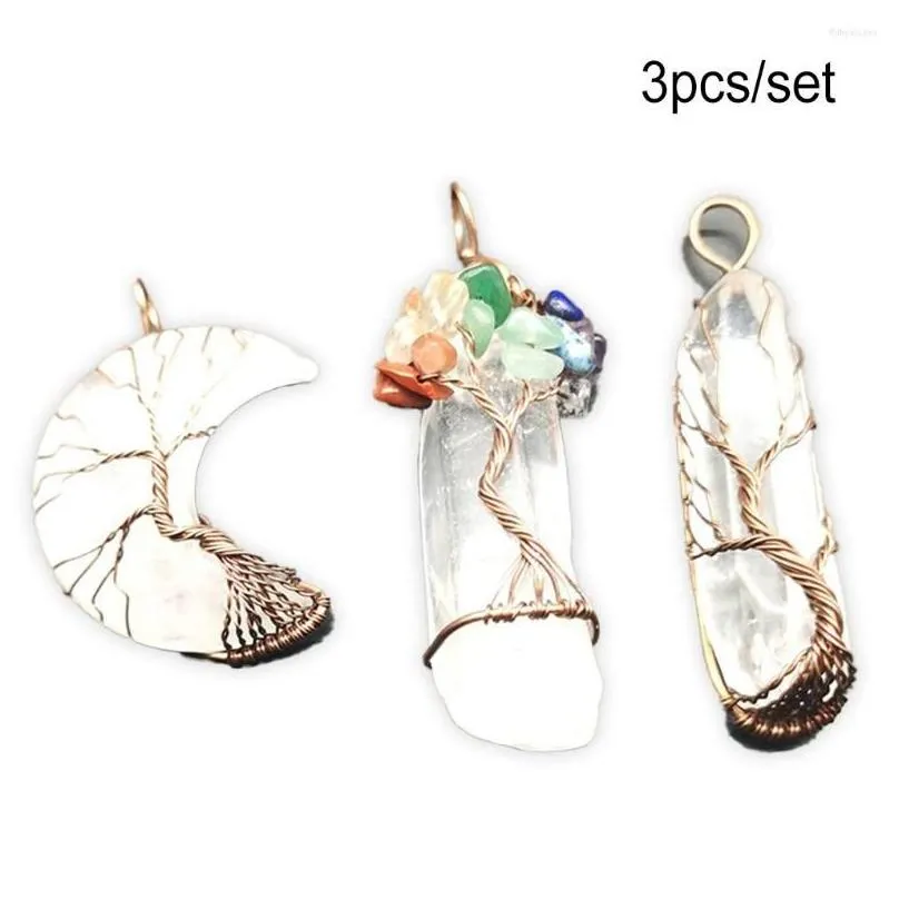 pendant necklaces 3 pieces moon necklace elegant tree of life wire wrap ring fashion accessory valentines day gemstones for daily wear