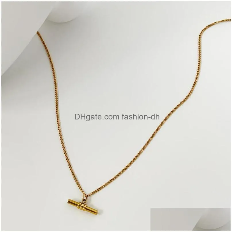 pendant necklaces monlansher cute long stick necklace gold color titanium steel thin chain for women minimalist jewelrypendant