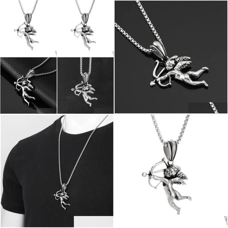 pendant necklaces cupid necklace god of love stainless steel for men and women couples cupido amor roman mythology jewelrypendant