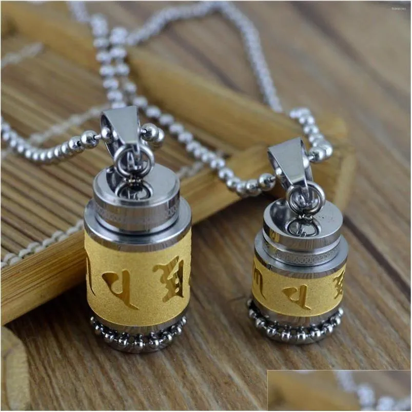 pendant necklaces urn necklace for ashes stainless steel prayer wheel sanskrit opening fro men and women memorial cremation jewellry