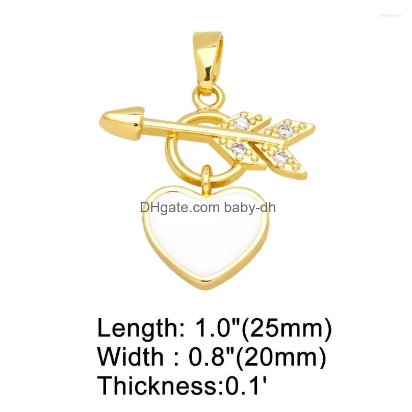 pendant necklaces ocesrio multicolor enamel heart for necklace copper gold plated zircon cupid making component pdtb025