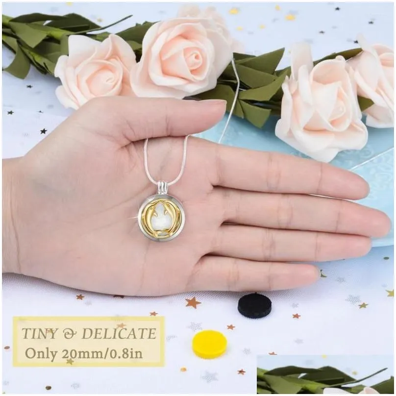 pendant necklaces eudora 20mm two dauphin flower necklace round perfume locket  oils diffuser aroma diy jewelry