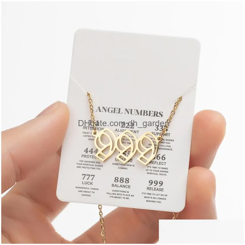 angel numbers pendants necklaces lucky 111999 stainless steel chain necklace numerology hollow out jewelry women gift valentines day