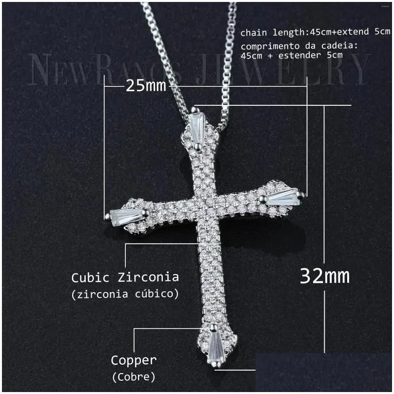 pendant necklaces ranos rhinestone stone cross necklace hip hop male pave micro cz zircons women fashion jewelry nqm002404