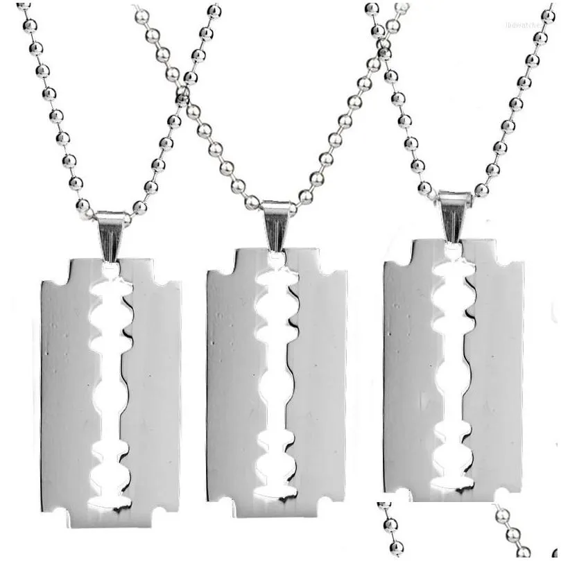 pendant necklaces stainless steel blade necklace punk goth gothic steampunk grunge y2k aesthetic rock women men jewelry accessories