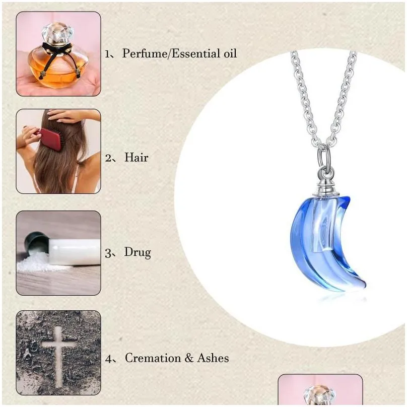 pendant necklaces cremation jewelry for ashes moon urn necklace glass memorial lockets keepsakes fill kit