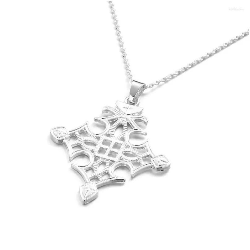 pendant necklaces ethiopian ethnic style silver color cross necklace eritrea habesha jewelry