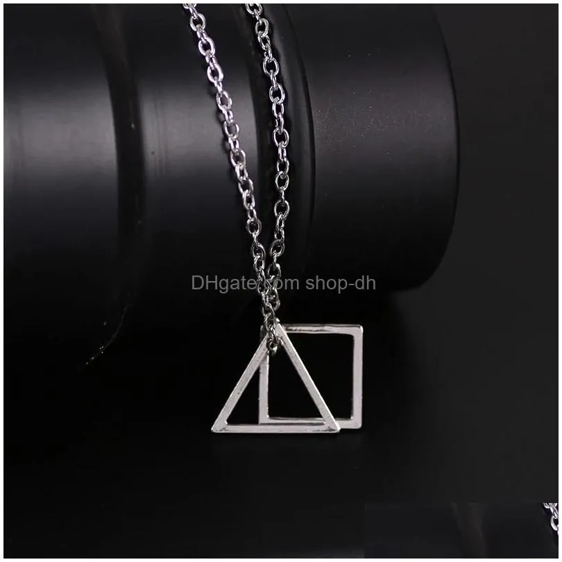 pendant necklaces simple necklace jewelry on the neck small kpop triangle women 2022 student vintage quadrilateral geometry