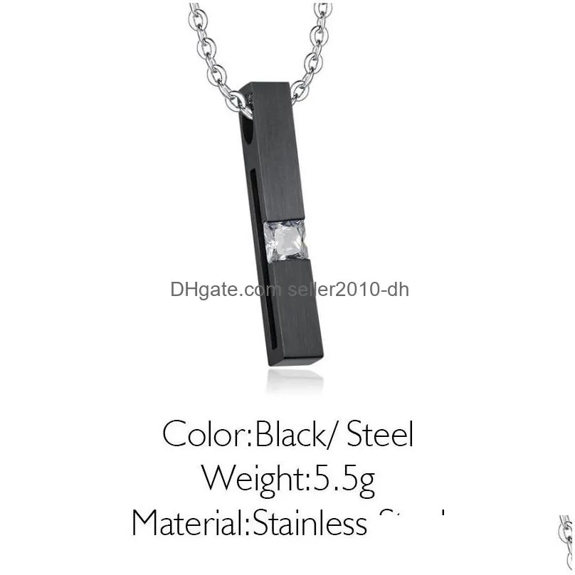 pendant necklaces zircon square stainless steel woman pendants chain couples for girlfriend jewelry creativity gift wholesale