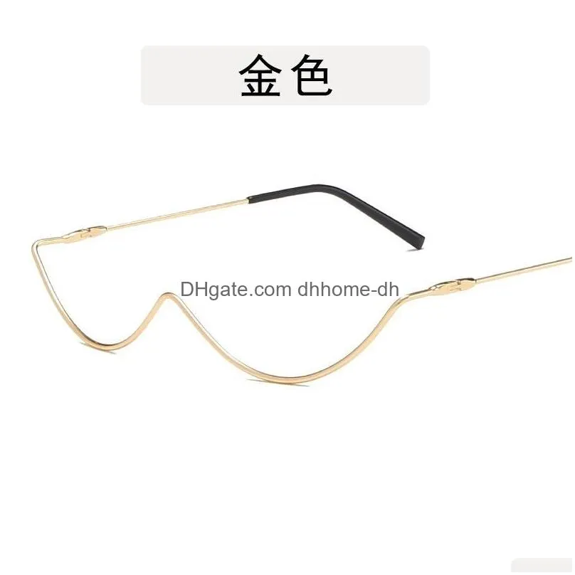fashion diamond glasses frames for women luxury half frame sunglasses rhinestone eyeglasses wave eyewear decoration