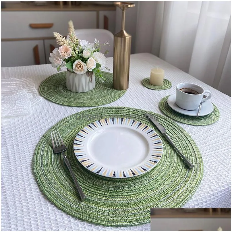 36cm ramie table heat insulation mats japanesestyle environmentally friendly bowl plate pot pad