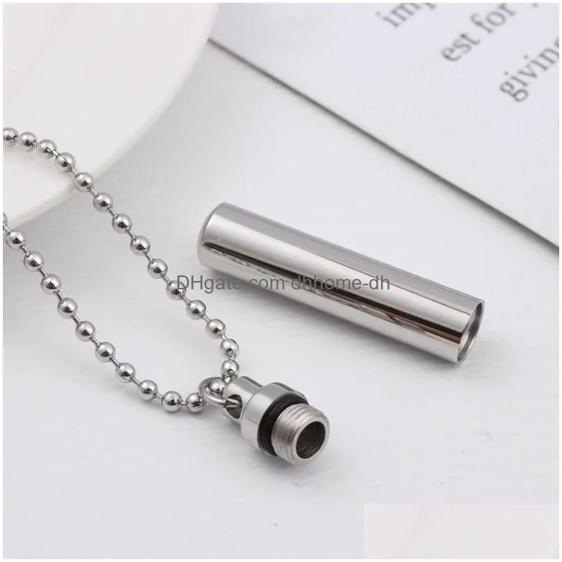 pendant necklaces men woman necklace silver color open cylindrical pendants stainless steel remembrance jewelry accessoriespendant