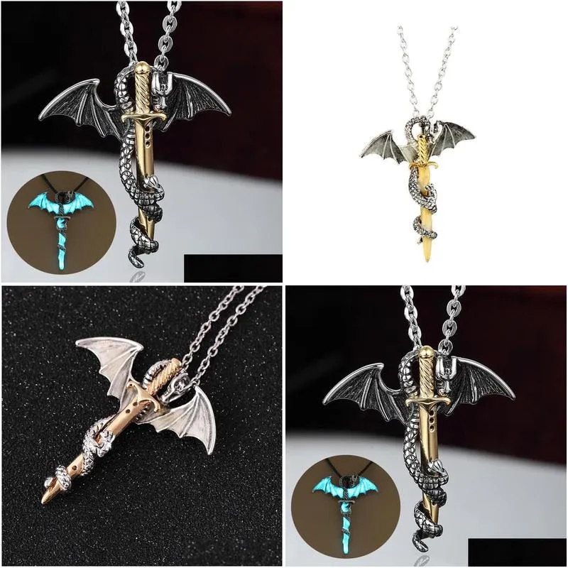 pendant necklaces necklace jewelry fashion boy domineering luminous pterodactyl atmosphere mens gift fashionpendant