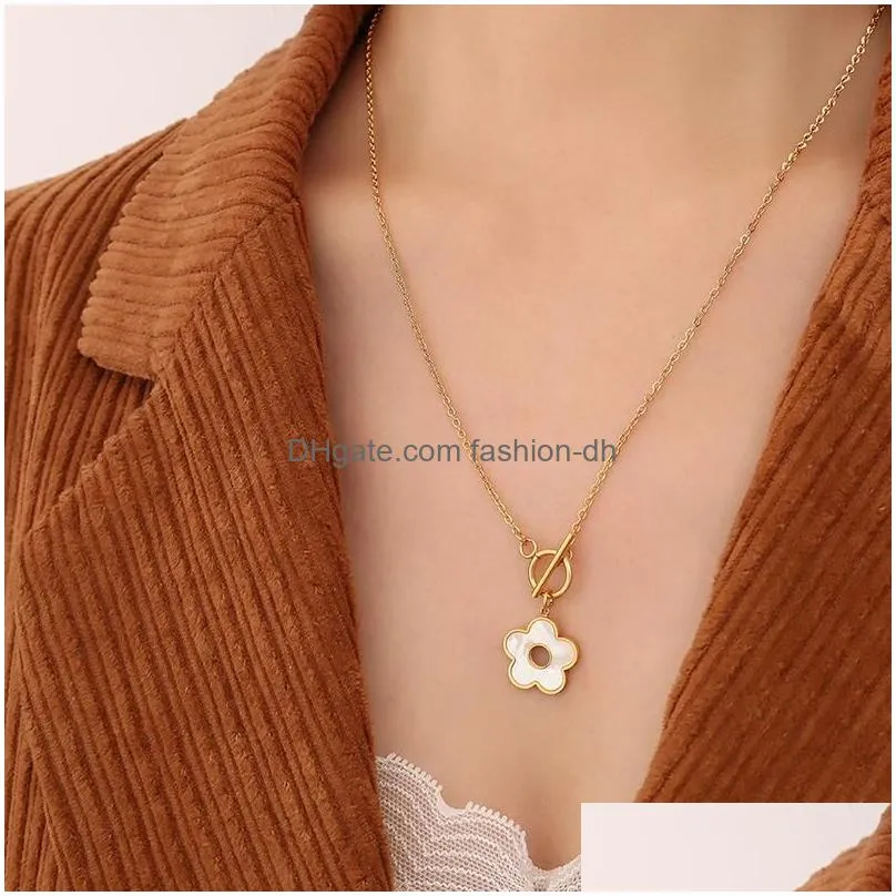 pendant necklaces fashion flower necklace elegant personality allmatch cross chain ot buckle for women girls jewelry giftpendant